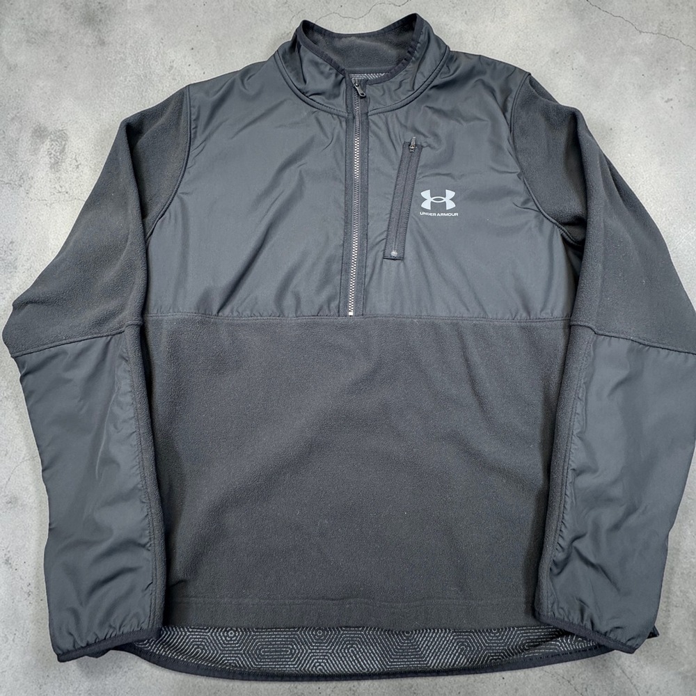 Under Armour ColdGear Infrared 1/2 Zip Sweater Jacket Mens XXL Black Fleece